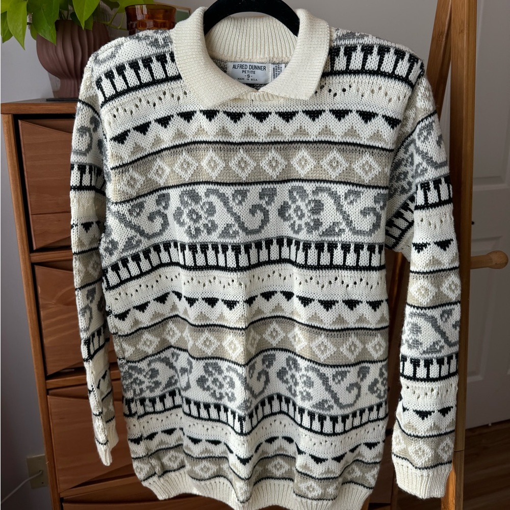 Vintage Alfred Dunner Collared Grandpa Sweater